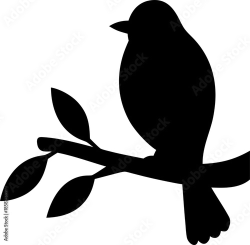 Bird on Branch Silhouette Vector – Minimal Wildlife Illustration