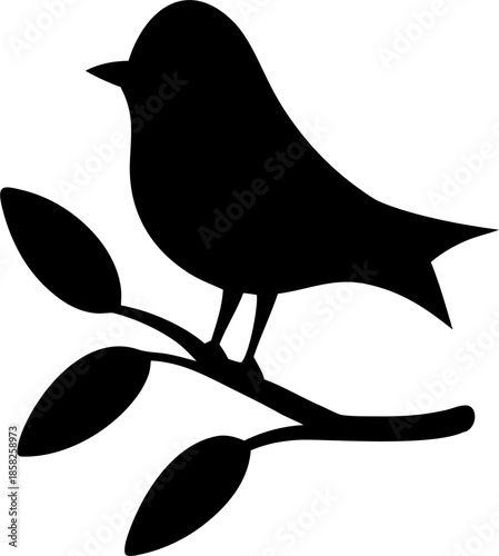 Bird on Branch Silhouette Vector – Minimal Wildlife Illustration