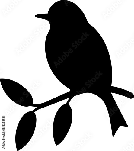 Bird on Branch Silhouette Vector – Minimal Wildlife Illustration