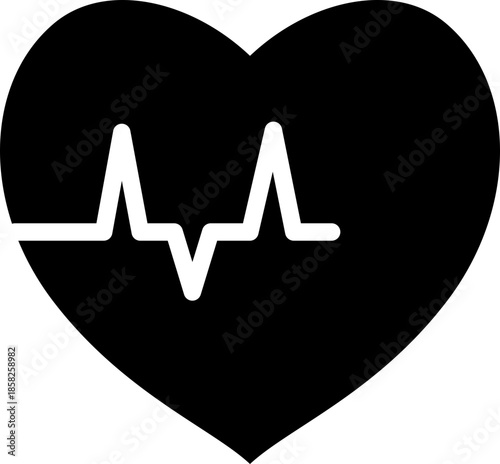 Health Icon With Heartbeat. Representing Healthy Cardio And Care.