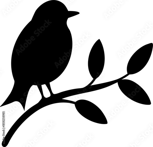 Bird on Branch Silhouette Vector – Minimal Wildlife Illustration