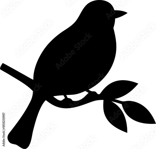 Bird on Branch Silhouette Vector – Minimal Wildlife Illustration