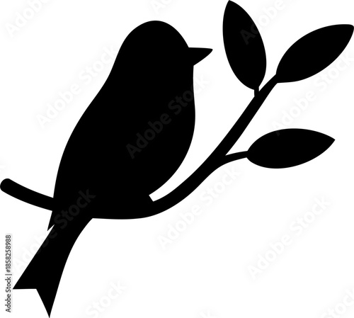 Bird on Branch Silhouette Vector – Minimal Wildlife Illustration