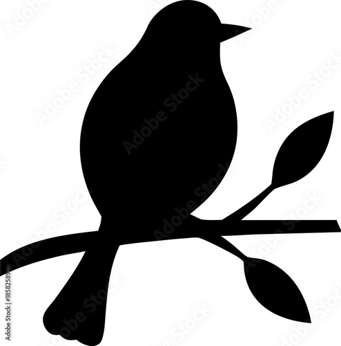 Bird on Branch Silhouette Vector – Minimal Wildlife Illustration