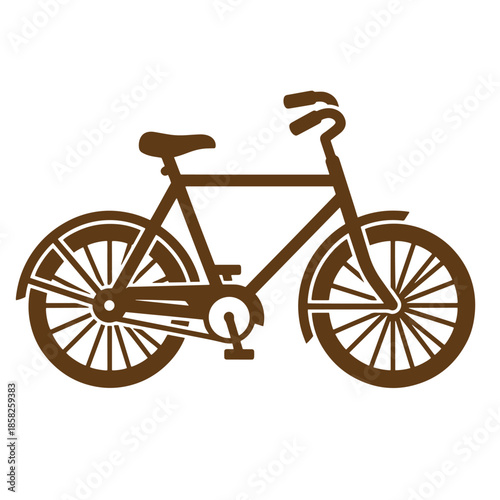 Vintage Brown bicycle silhouette on white background  a brown bicycle with wheels and pedals