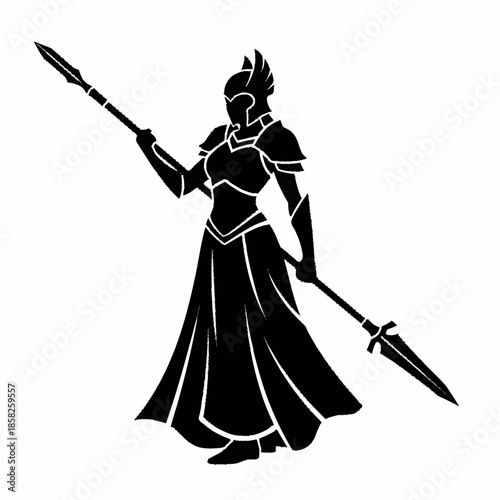 Valiant Valkyrie Warrior Silhouette with Spear.
