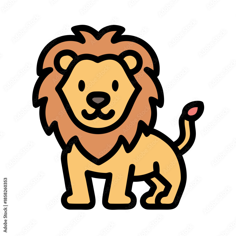 Fototapeta premium Cute cartoon lion character illustration on white background