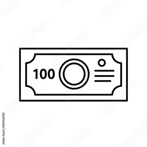 Minimalist Illustration of a One Hundred Dollar Banknote for Financial and Banking Content
