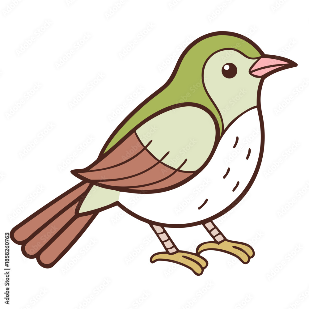 Fototapeta premium Cartoon bird sitting on a branch illustration
