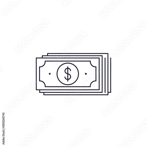 Minimalist Illustration of Dollar Bills for Financial and Banking Concepts