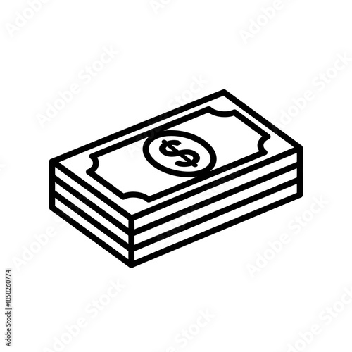 Minimalist Illustration of a Stack of Currency Bills for Financial and Banking Themes