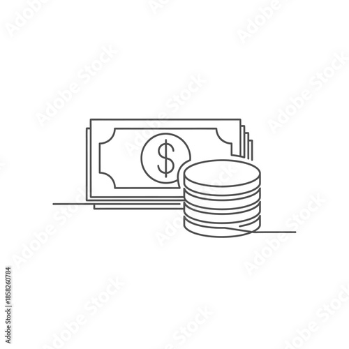 Minimalist Illustration of Money and Coins for Financial Concepts