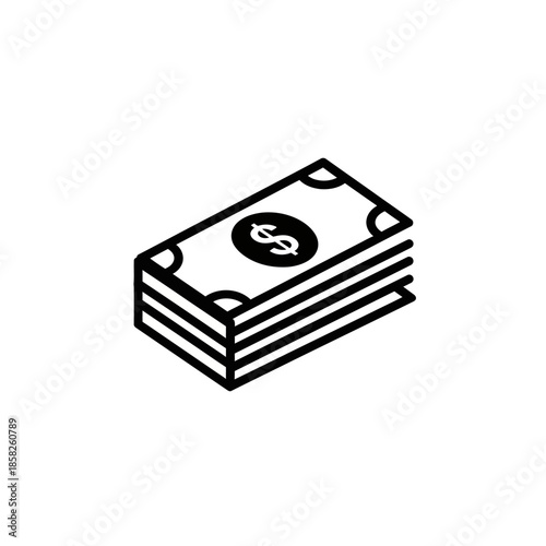 Minimalist Illustration of a Stack of Cash Money for Financial and Business Concepts