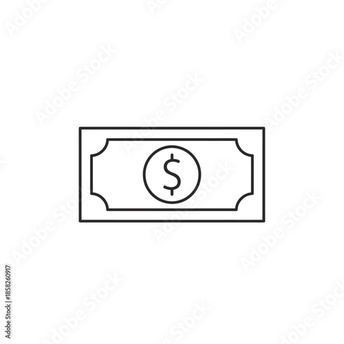Minimalist Illustration of a Money Bill for Financial or Banking Concept
