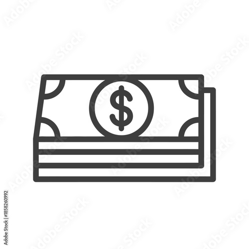 Minimalist Illustration of Cash Banknotes with Dollar Sign for Finance and Money Concepts