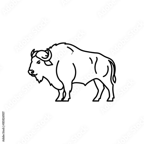 Minimalist Line Art Illustration of a Mighty Bison for Nature and Wildlife Themes