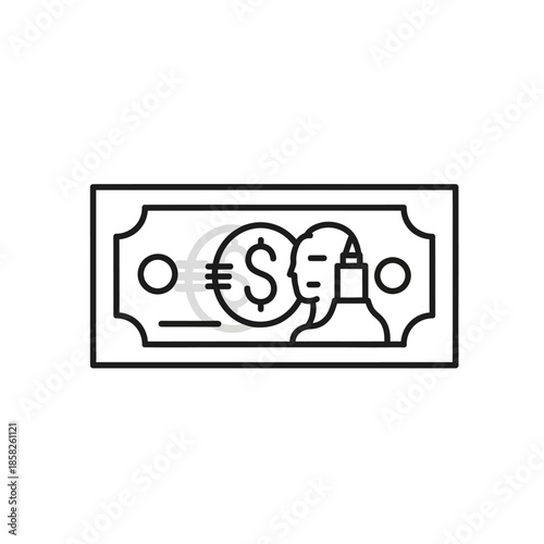 Minimalist Line Art Illustration of a Money Banknote for Financial Concepts
