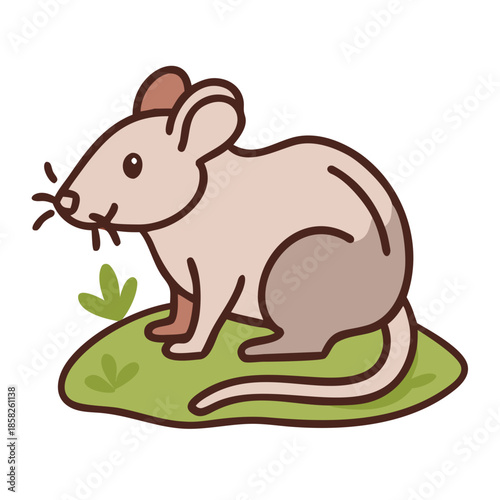 Cute cartoon mouse holding cheese on white background