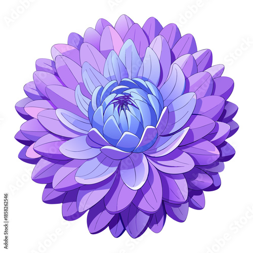 A vibrant and detailed illustration of a purple and blue lotus flower