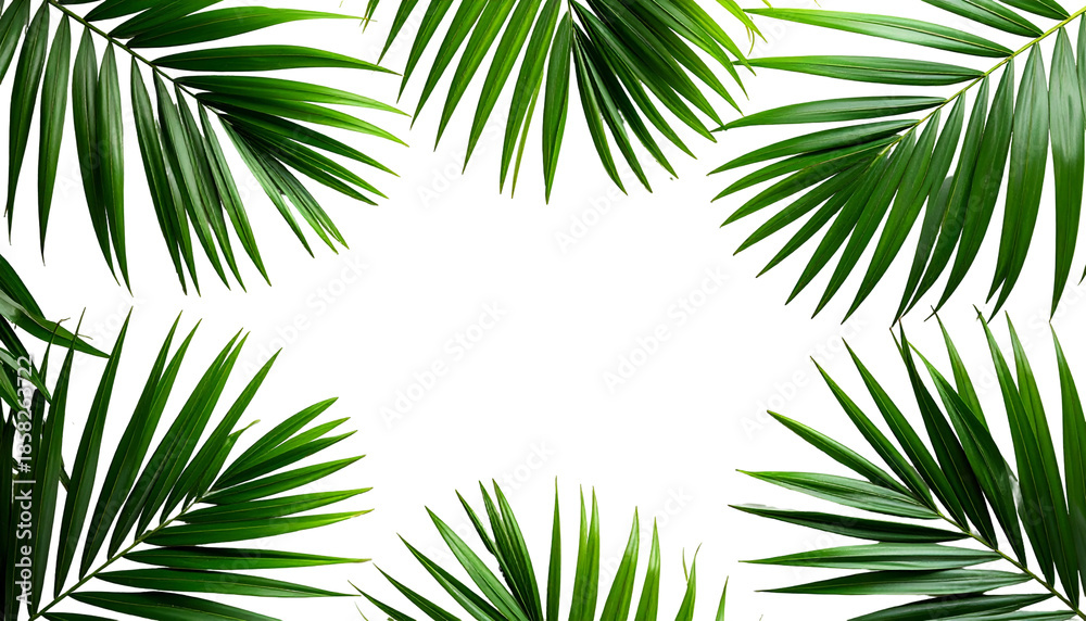 Fototapeta premium Palm fronds framing a black space, creating a natural border