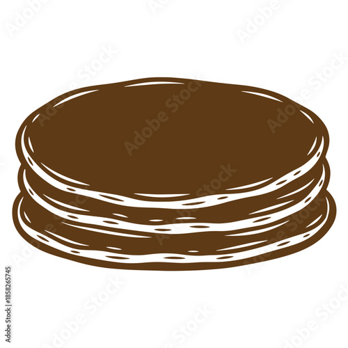 Vintage Brown stack of pancakes isolated on white background for breakfast or food related concepts