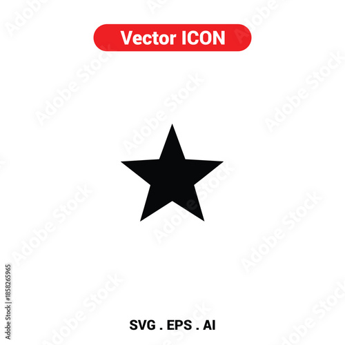 Vector icon of a black star shining brightly with a minimalist, modern aesthetic