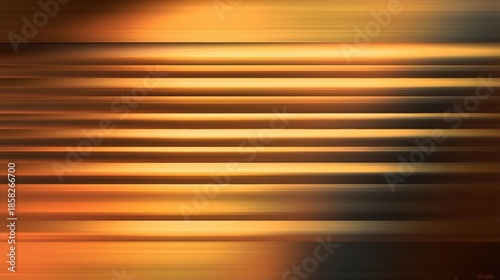 Abstract artwork featuring horizontal lines with warm orange and yellow gradients, creating a motion blur effect,