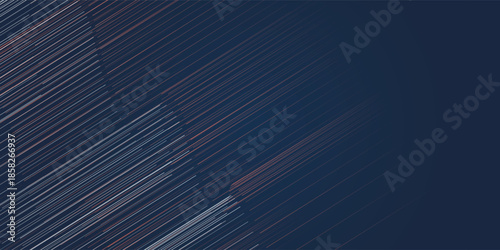 Abstract vector design with diagonal wavy lines on a dark background. Lines shift from white to warm orange,  brown and red creating a flowing and rhythmic visual transition and a striped 3d shape.