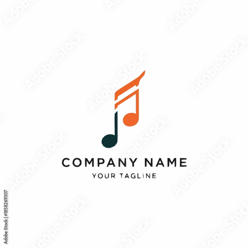Modern Music Logo Design Template with Musical Notes.