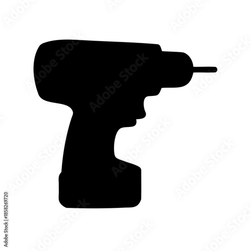 Cordless Drill Silhouette Image for Home Improvement Projects and Construction Work