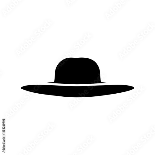 Isolated black hat silhouette, classic headwear for sun protection and fashion accessory