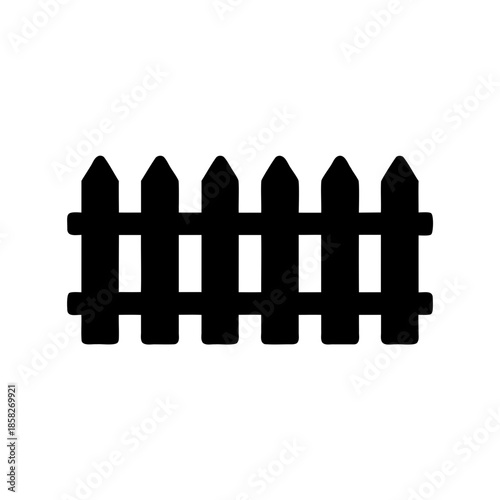 Simple silhouette of a traditional wooden picket fence for a yard