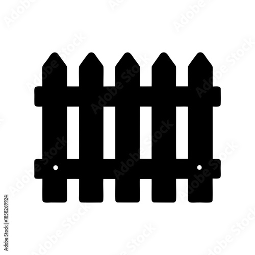 Black silhouette of a classic wooden fence for a yard or farm