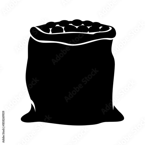 A Full Sack Silhouette Illustration Suggesting Harvest and Bounty of Goods