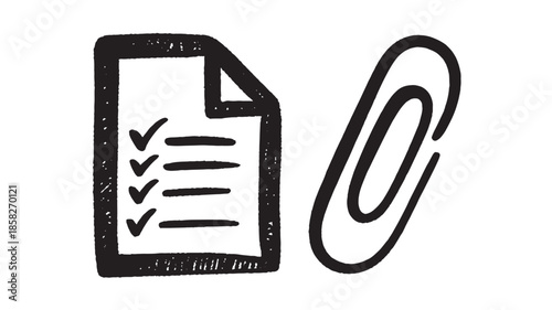 Checklist Document and Paperclip Icon