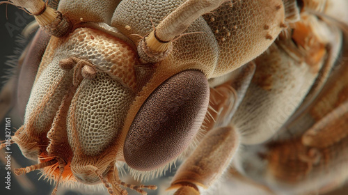 Extreme Macro Detail of Insect Head Compound Eye and Textured Body Surface