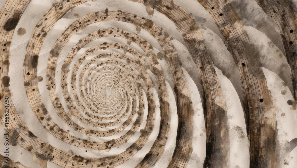 Fototapeta premium Abstract Spiral Pattern with Earthy Tones and Textured Surface.