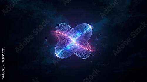 Abstract glowing nexus with energy rings in deep space, science fiction concept