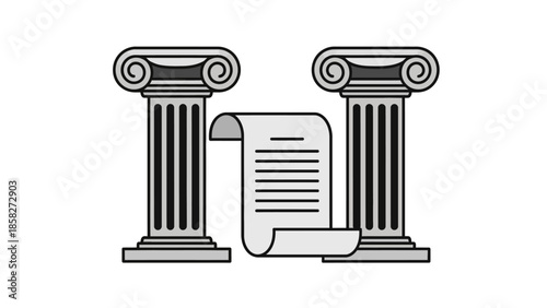 Ancient Pillars Holding a Scroll of Law.