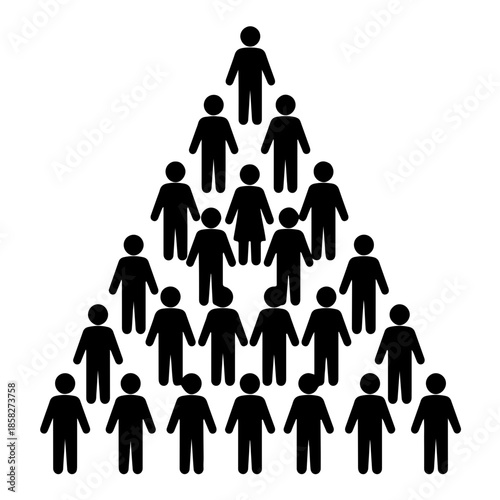 Large crowd of people forming a triangle pyramid vector.