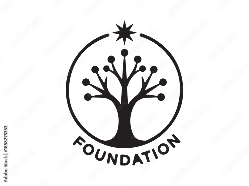 Obraz premium Foundation Logo Design with Tree Symbolizing Growth and Unity