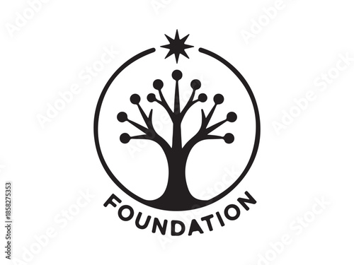 Foundation Logo Design with Tree Symbolizing Growth and Unity