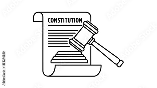 Legal Gavel and Constitution Document Symbolizing Justice.