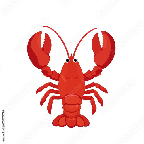 Cute cartoon lobster with raised claws
