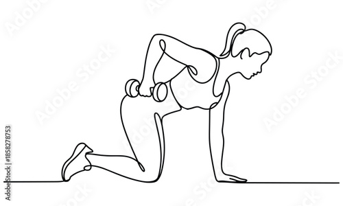 woman doing exercise with dumbbell in one hand