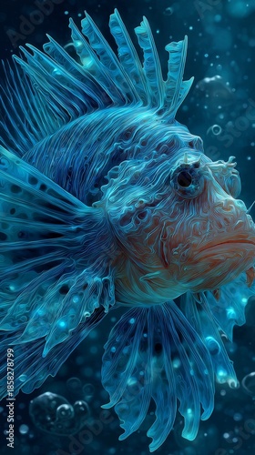 light artwork of a common lion fish