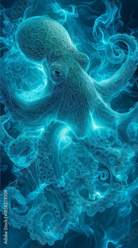 light flow artwork of an octopus