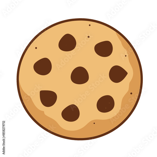 Round chocolate chip cookie illustration