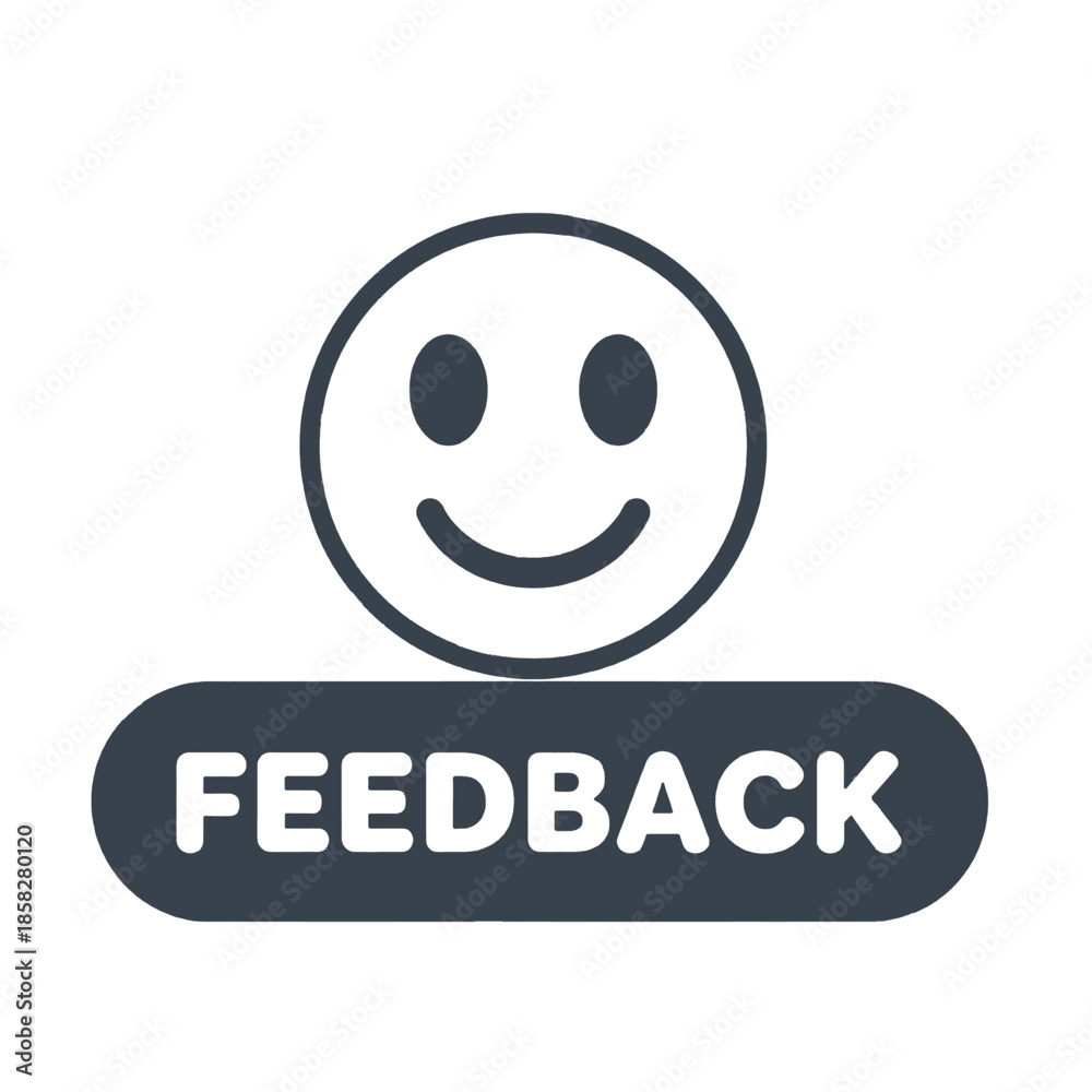 Fototapeta premium Smiling face icon above feedback text label