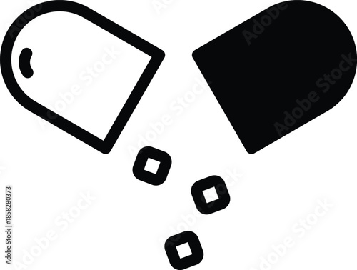 Open medical capsule pill health icon